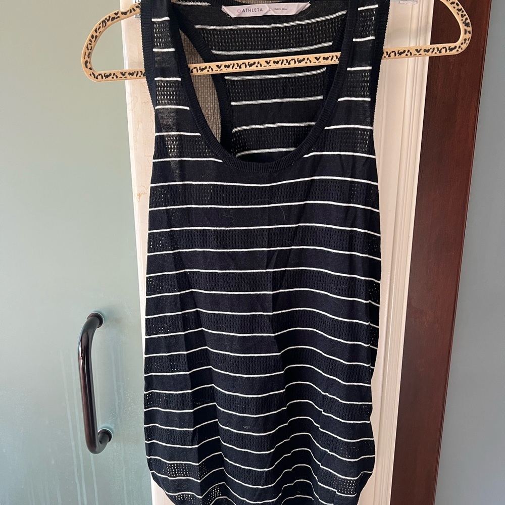 Athleta Black and White Mesh Detail tank top